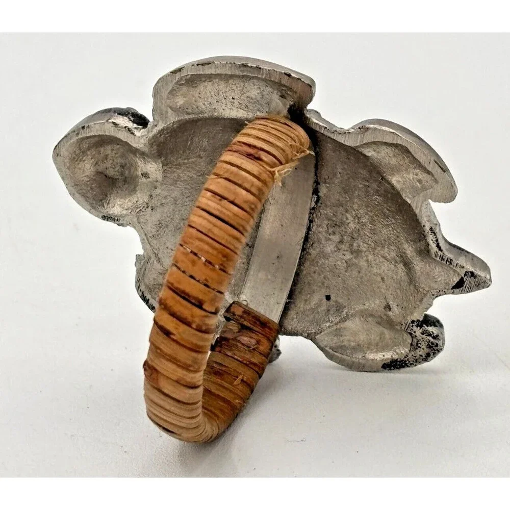 DII Design Imports Beach Sea Turtle Napkin Holder Rings Cast Brass Metal 5-Piece